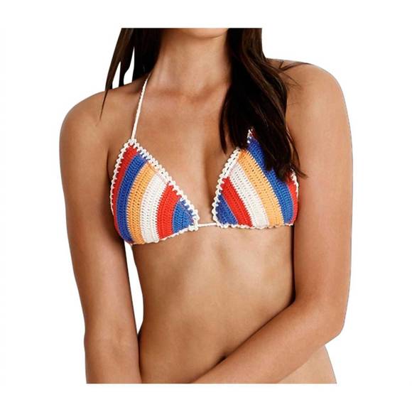 NEW SEAFOLLY crochet bikini top in sea caribbean kool